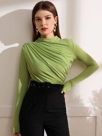 Modely Mock Neck Ruched Tee