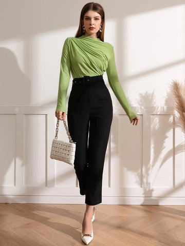 Modely Mock Neck Ruched Tee