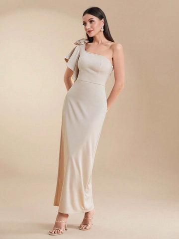 One Shoulder Frill Floral Embellished Party Dress For Women, Summer