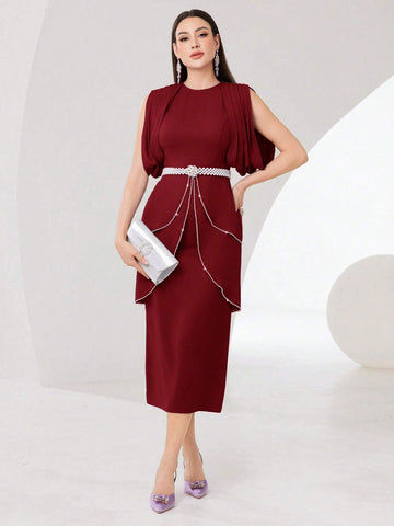 Sleeveless Rhinestone Decoration Slim Fit Bodycon Dress