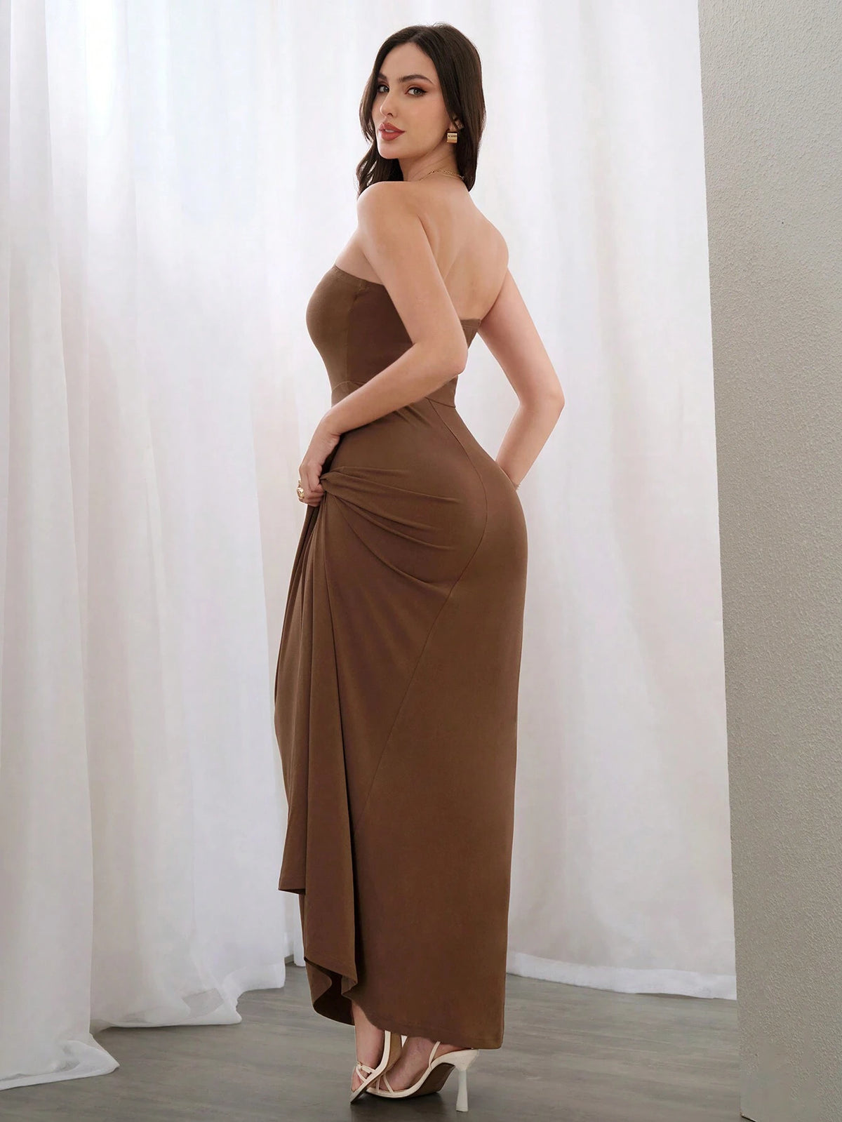 Solid Slant Pocket Tube Dress For Summer