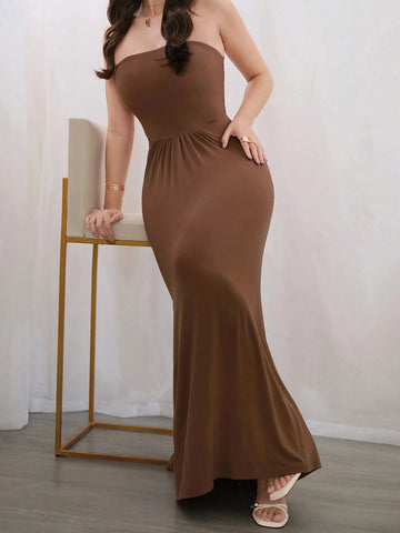Solid Slant Pocket Tube Dress For Summer