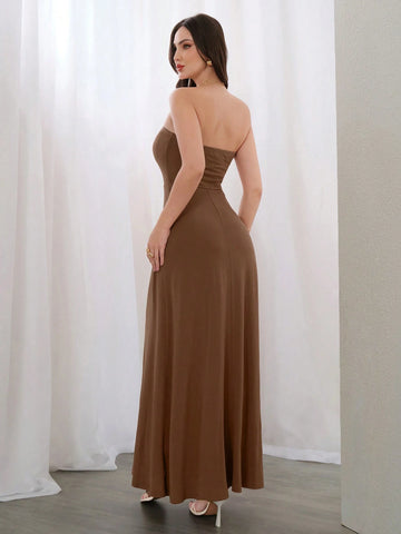 Solid Slant Pocket Tube Dress For Summer