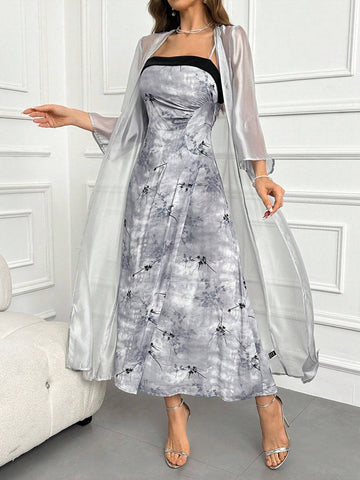 Tie Dye Tube Dress & Open Front Coat