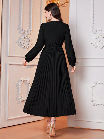 Women'S Sequin Pearl Pleated Hem Dress