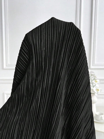 Women Elegant Solid Color Textured Lantern Sleeve Long Dress, Autumn