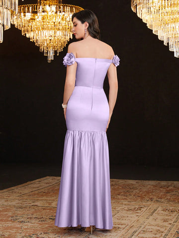 Women's 3d Flower Decorated Mermaid Hemline Dress