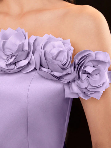 Women's 3d Flower Decorated Mermaid Hemline Dress