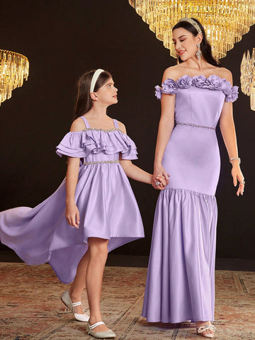Women's 3d Flower Decorated Mermaid Hemline Dress