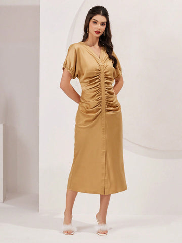 Women's Batwing Sleeve Pleated Dress