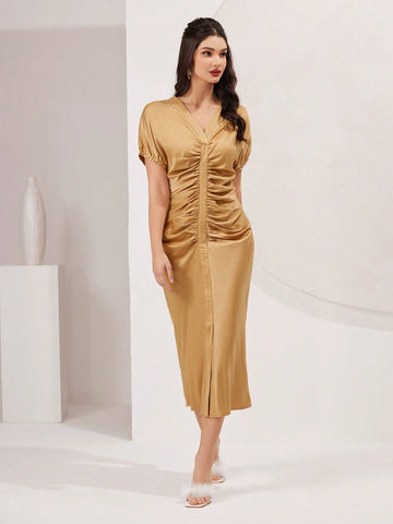 Women's Batwing Sleeve Pleated Dress