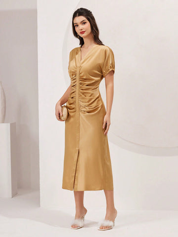 Women's Batwing Sleeve Pleated Dress