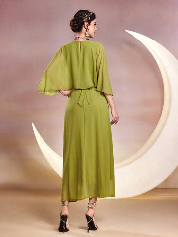 Women's Cape Sleeve Round Neck Dress