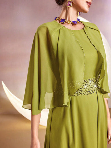 Women's Cape Sleeve Round Neck Dress