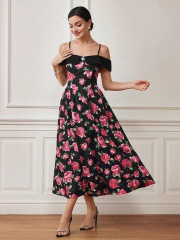 Women's Casual Floral Print Simple Daily Dress, Random Style