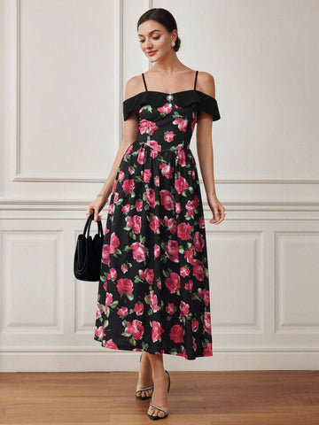 Women's Casual Floral Print Simple Daily Dress, Random Style