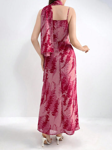 Women's Casual Printed Basic Spaghetti Strap Dress, Random Print