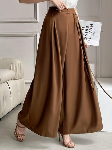 Modely Women's Casual Solid Color Wide Leg Pants