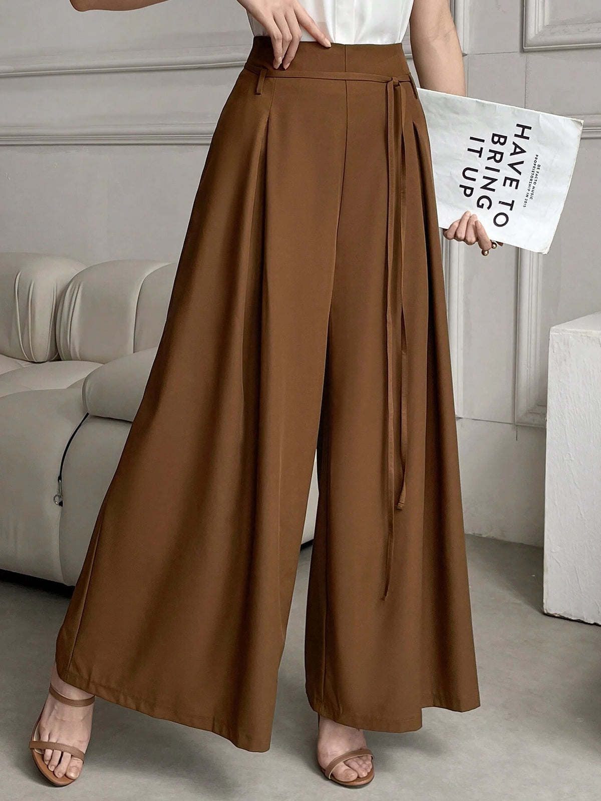 Modely Women's Casual Solid Color Wide Leg Pants