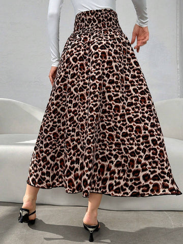Modely Women's Cinched Waist Leopard Print A-Line Skirt, Casual & Vacation