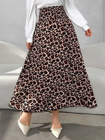 Modely Women's Cinched Waist Leopard Print A-Line Skirt, Casual & Vacation