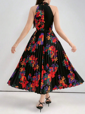 Women's Colorful Floral Off Shoulder Printed Dress