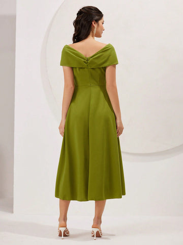 Women's Cross Wrap Pleated Hem Dress
