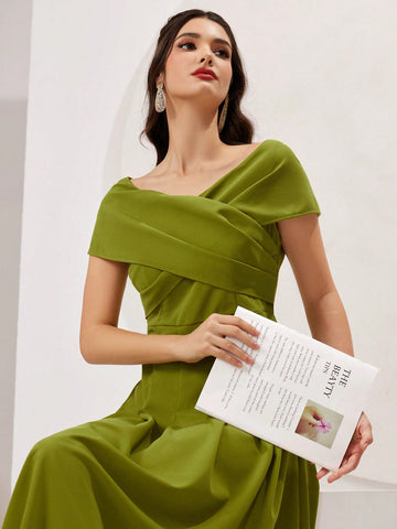 Women's Cross Wrap Pleated Hem Dress
