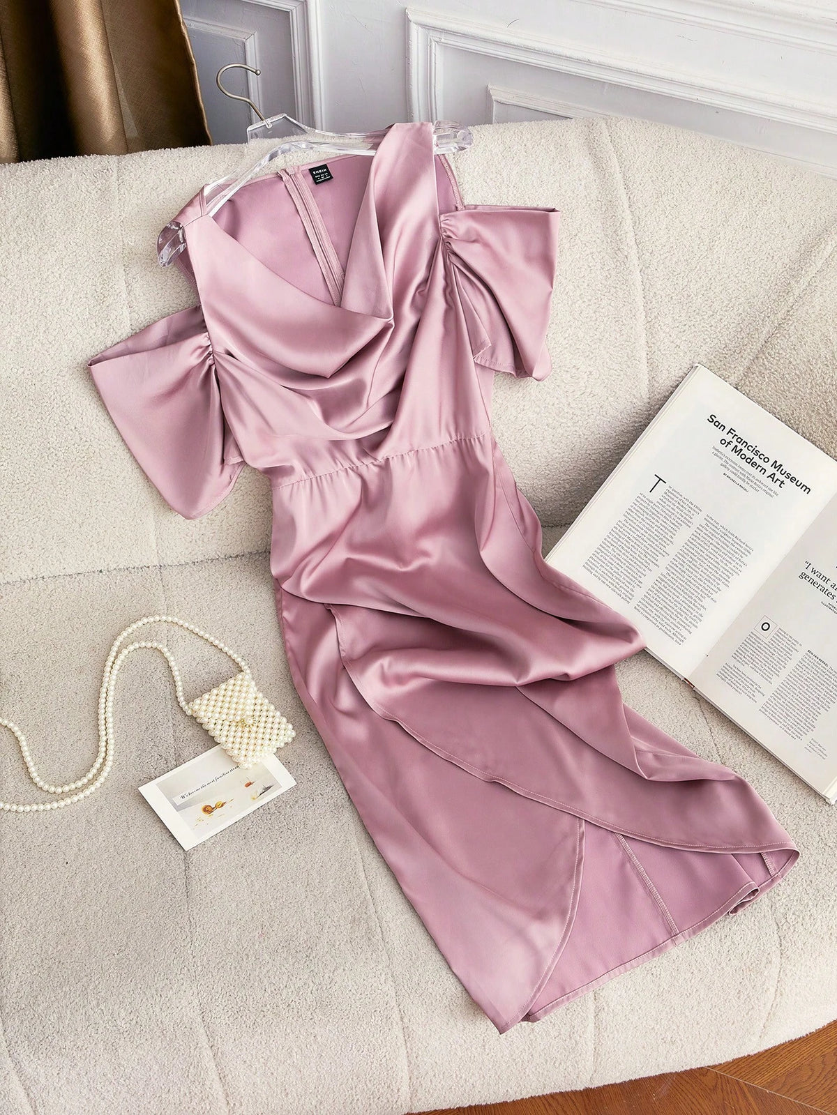 Women's Draped Neck Solid Color Summer Elegant Dress