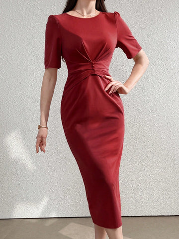 Women's Elegant Solid Color Bodycon Dress For Summer