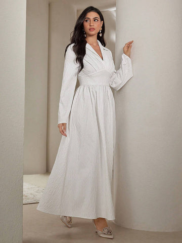 Women's Elegant Solid Color Long Dress, Spring Autumn