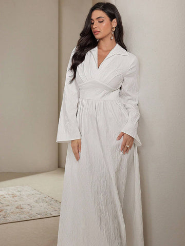 Women's Elegant Solid Color Long Dress, Spring Autumn