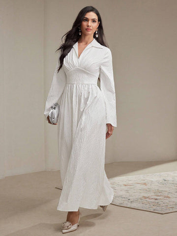 Women's Elegant Solid Color Long Dress, Spring Autumn