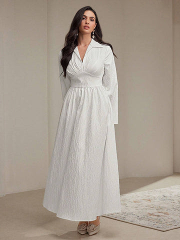Women's Elegant Solid Color Long Dress, Spring Autumn