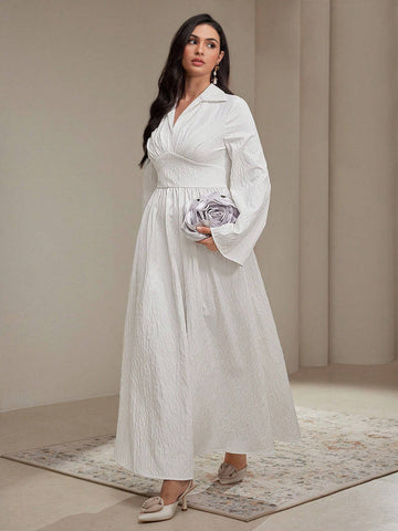 Women's Elegant Solid Color Long Dress, Spring Autumn