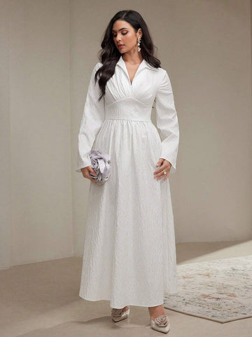Women's Elegant Solid Color Long Dress, Spring Autumn