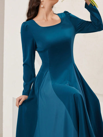 Women's Elegant Waist Cinched Flowy Dress