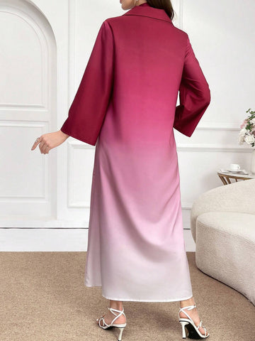 Women's Fashionable Ombre Long Sleeve Dress