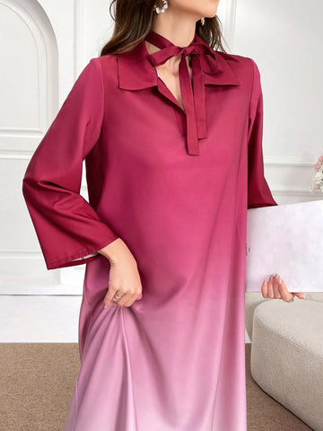 Women's Fashionable Ombre Long Sleeve Dress
