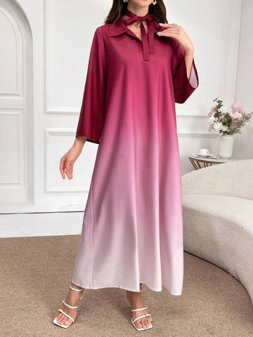 Women's Fashionable Ombre Long Sleeve Dress