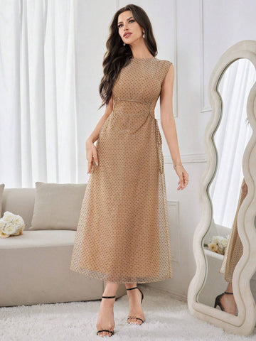 Women's Fashionable Polka Dot Sleeveless Dress