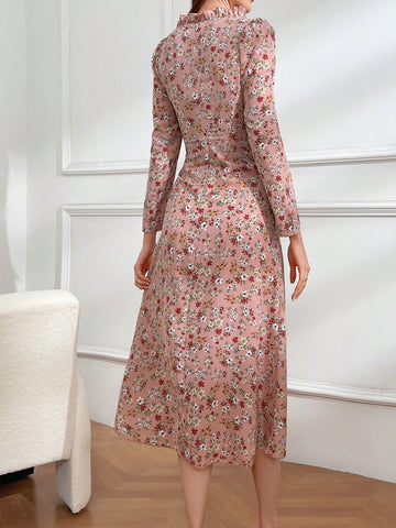 Modely Women's Floral Print Long Sleeve Dress