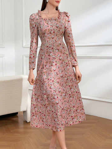 Modely Women's Floral Print Long Sleeve Dress