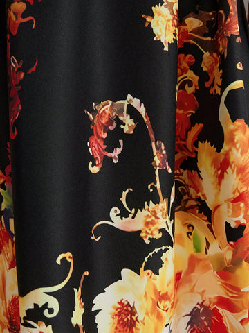 Women's Floral Printed V-Neck Dress