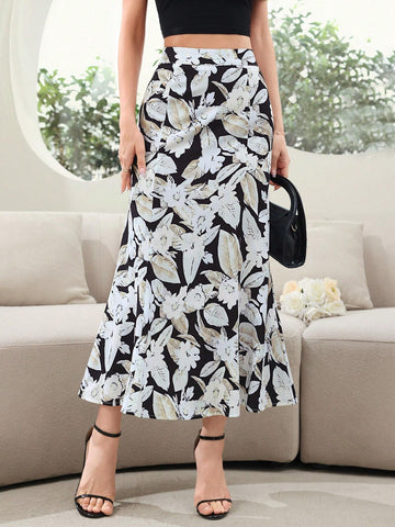 Modely Women's Floral Printed Vacation Style Skirt