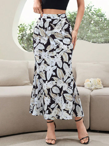Modely Women's Floral Printed Vacation Style Skirt