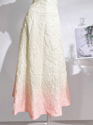 Women's Gradient Square Neck Textured Fabric Summer Short Sleeve Dress