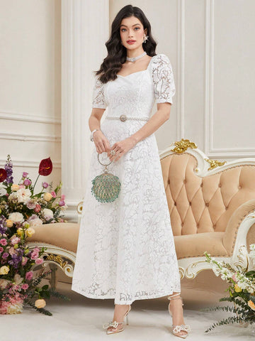 Women's Lace Embroidery Sweetheart Neckline Dress