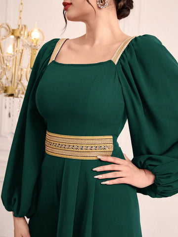 Women's Lantern Sleeve Elastic Waist Jumpsuit