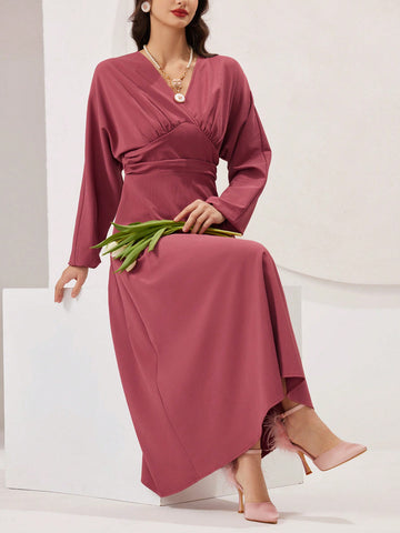 Women's Lantern Sleeve Waist Tie Dress